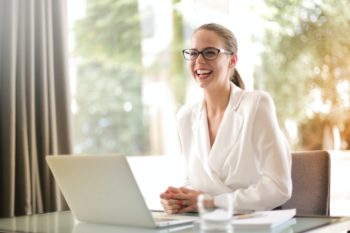 company manager smiling