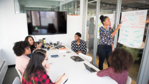 woman leading a meeting